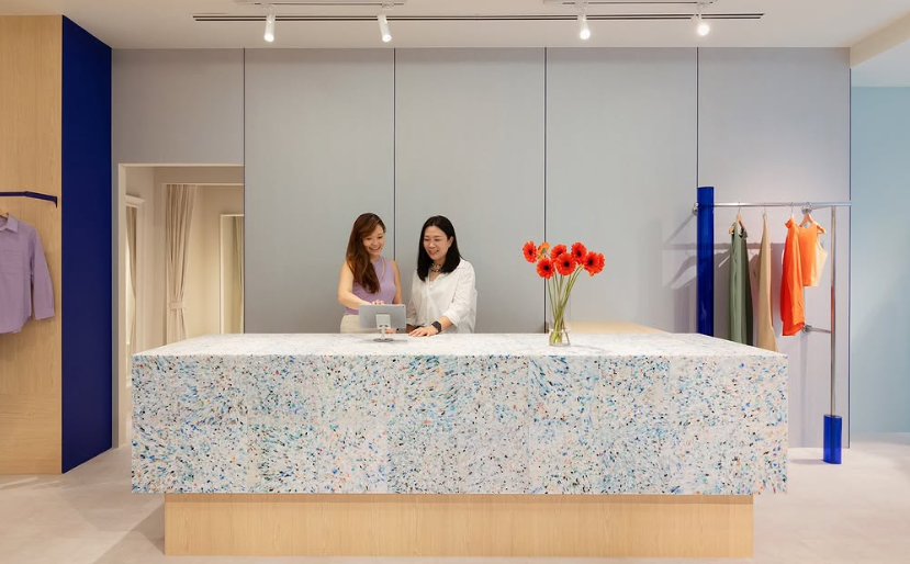 A countertop at Y21, expertly crafted by Semula from recycled plastic waste, blending sustainability with design. (Photo: Y21) 