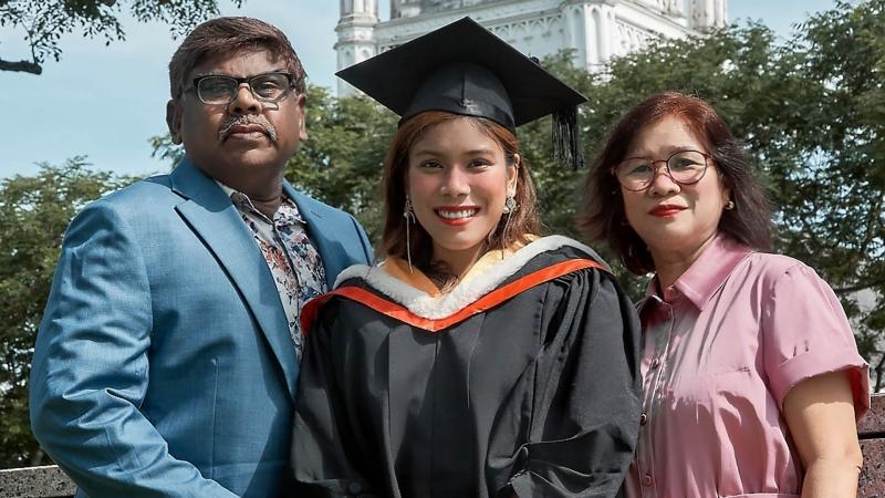 Angel at graduation ceremony