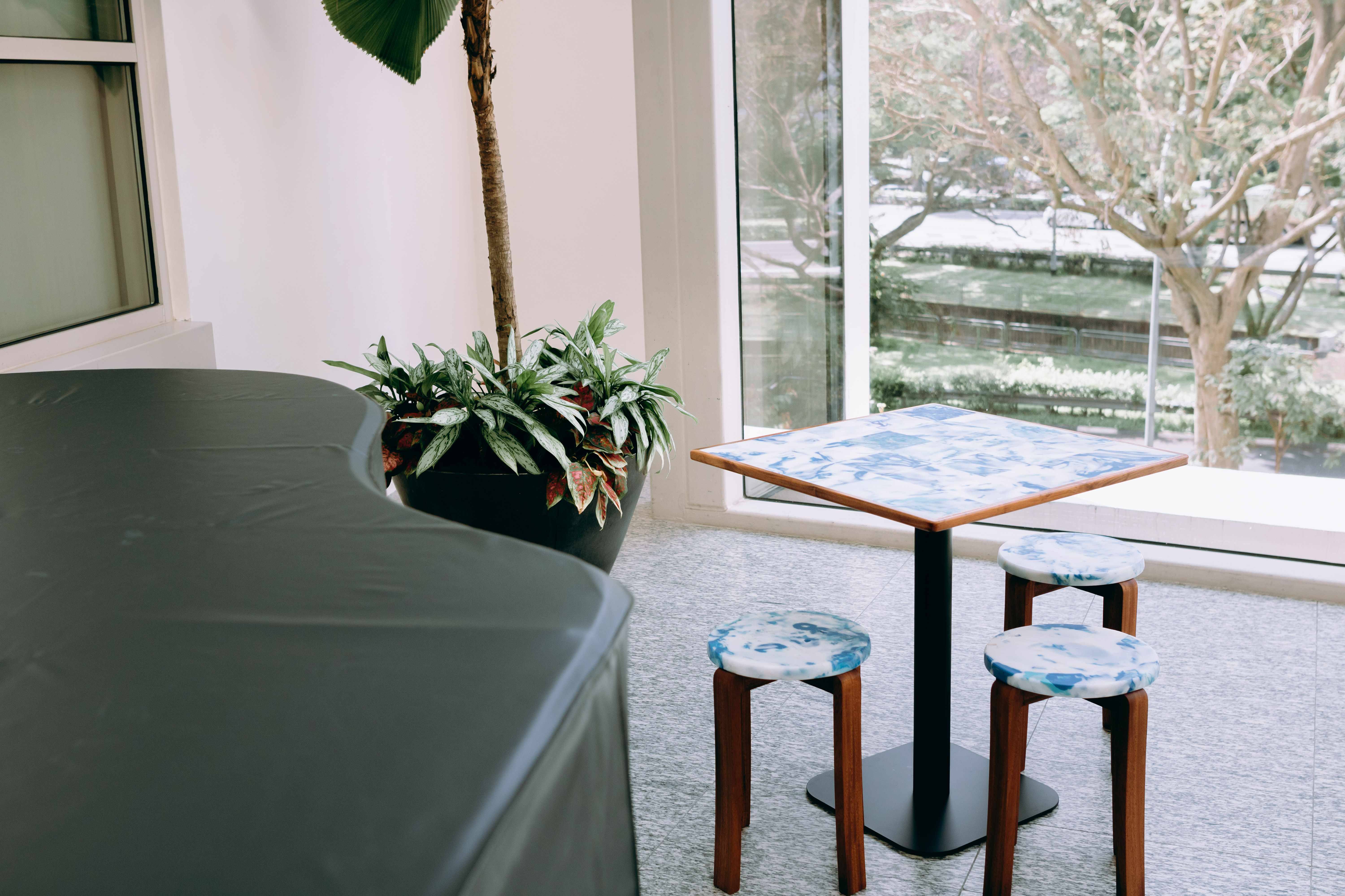 Functional furniture at Foreward Coffee, crafted by Semula from recycled plastic waste, showcasing sustainability in design. (Photo: Foreward Coffee) 