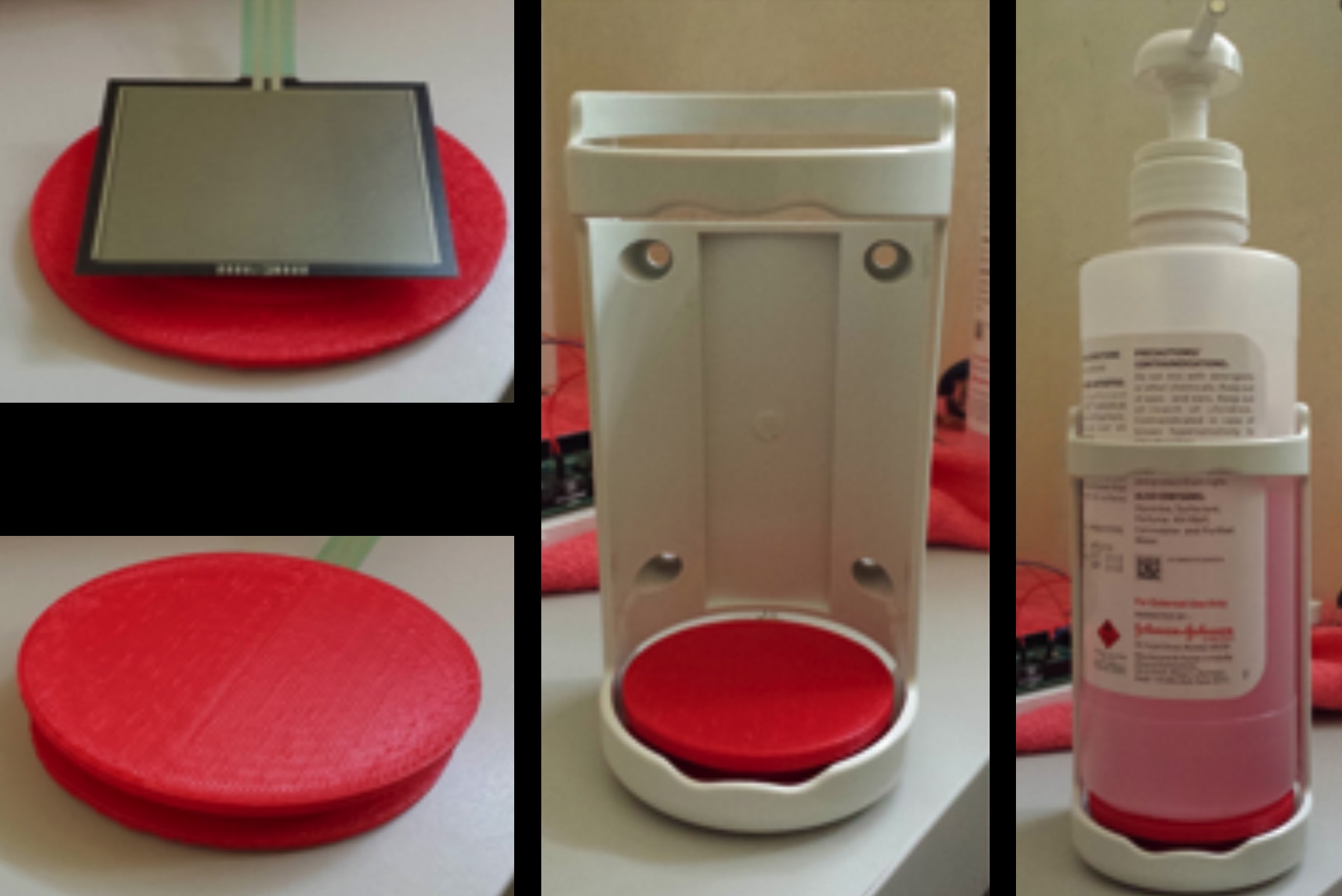 Hand Sanitizer Holder with 3D printed base and embedded sensor for user’s pumping force