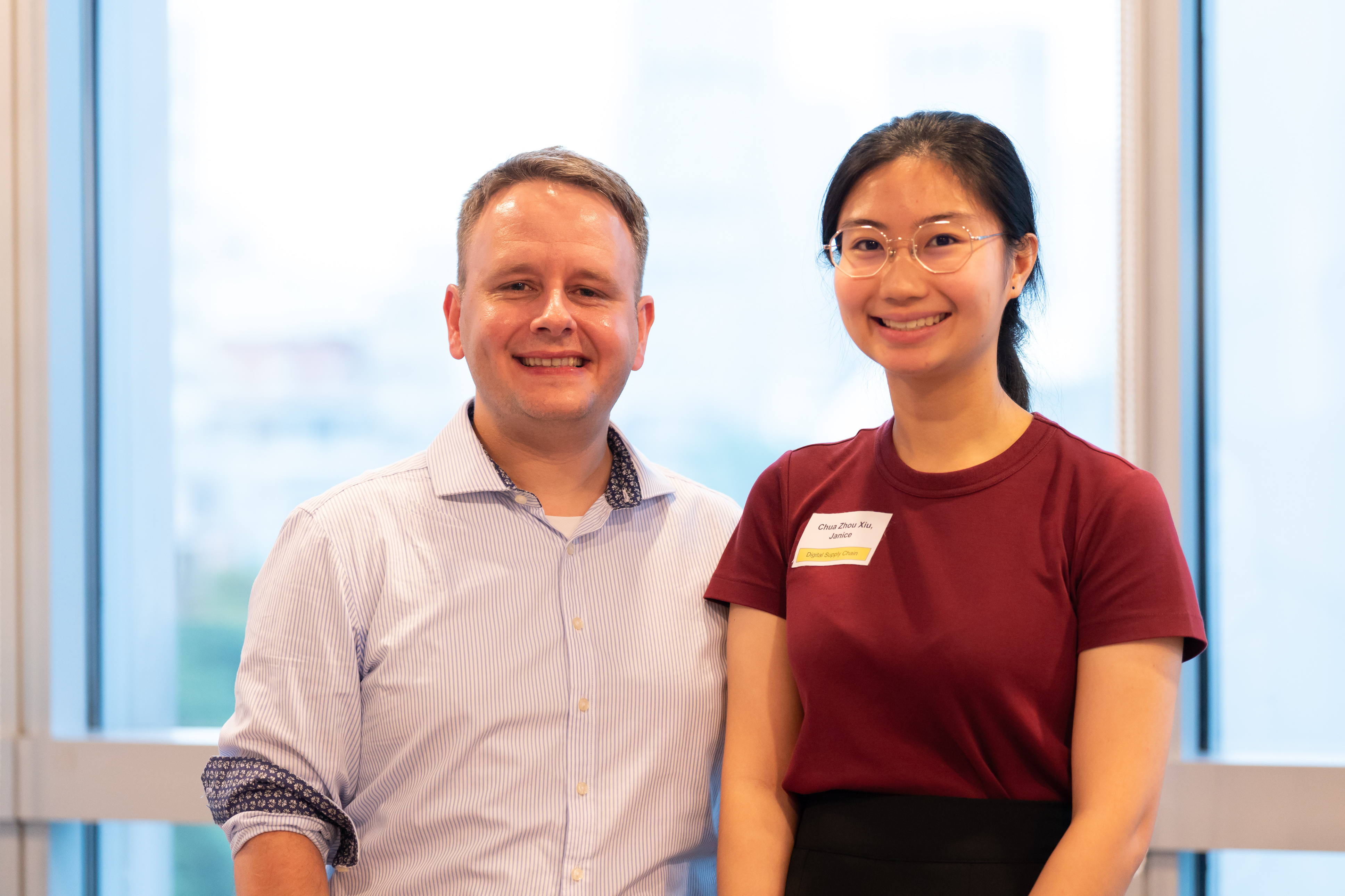 Dr James David Nobbs, A*STAR and his mentee, Janice Chua from Digital Supply Chain