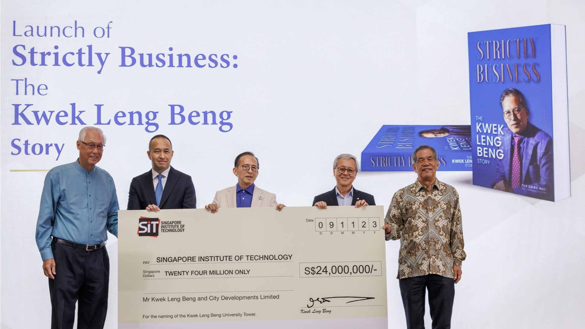 cheque donation of S$24 million to SIT