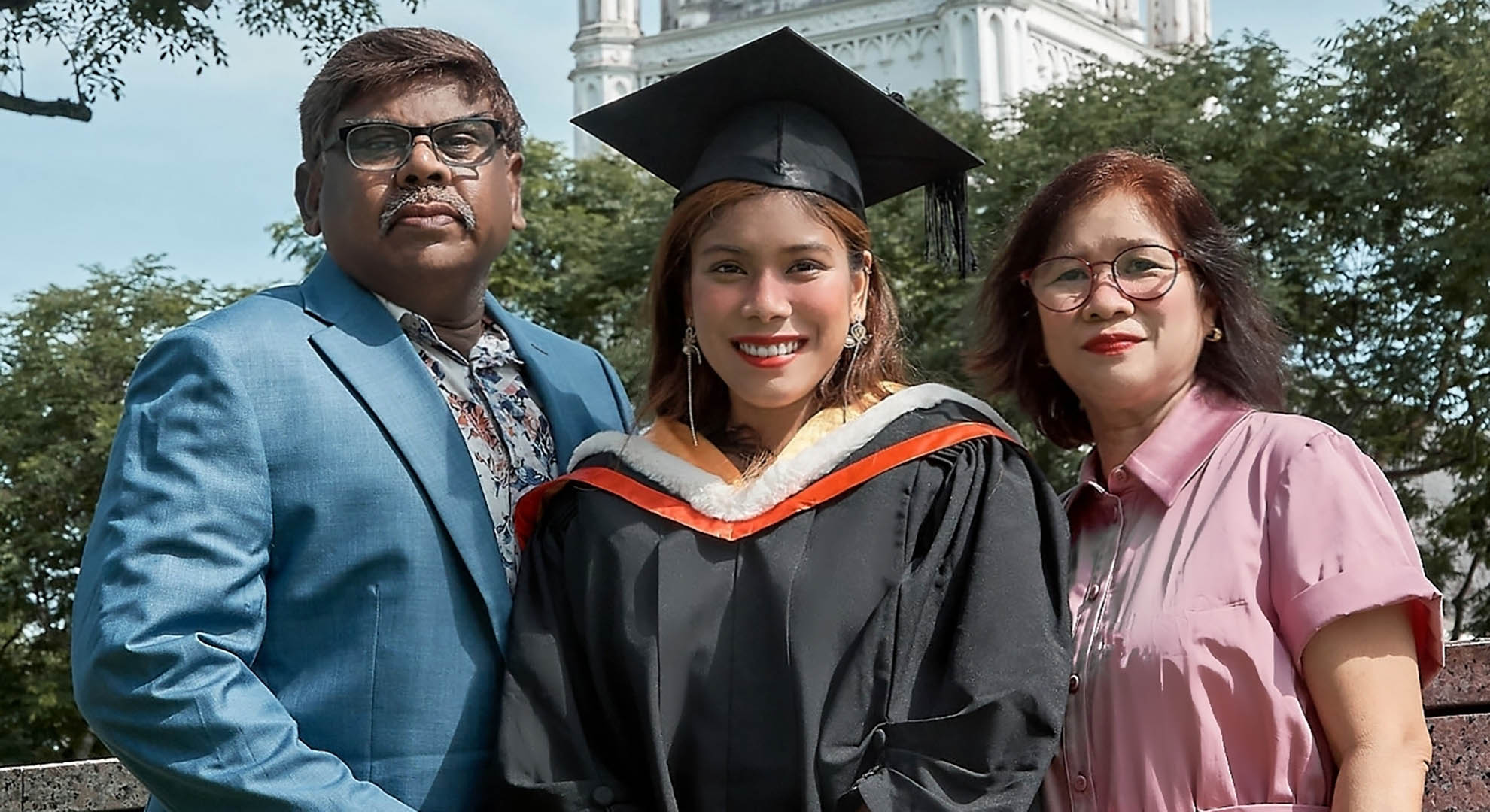 Angel at graduation ceremony