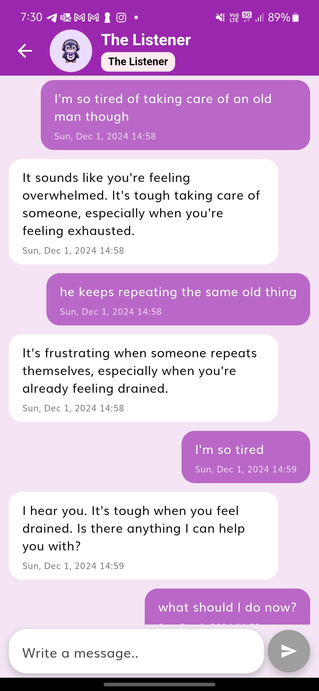 photo of text messages