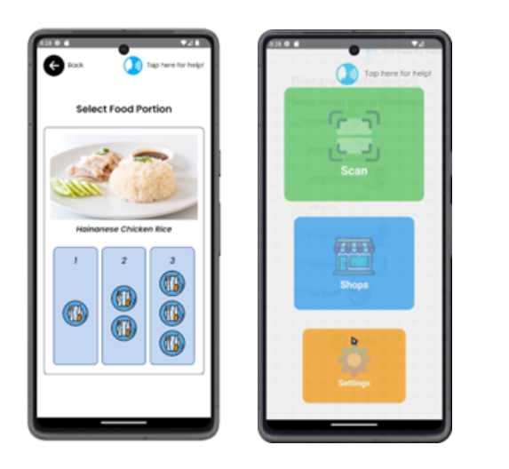 Mobile interface of FoodFriend  
